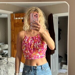 SOLD — Floral Pink and Orange Women's Top